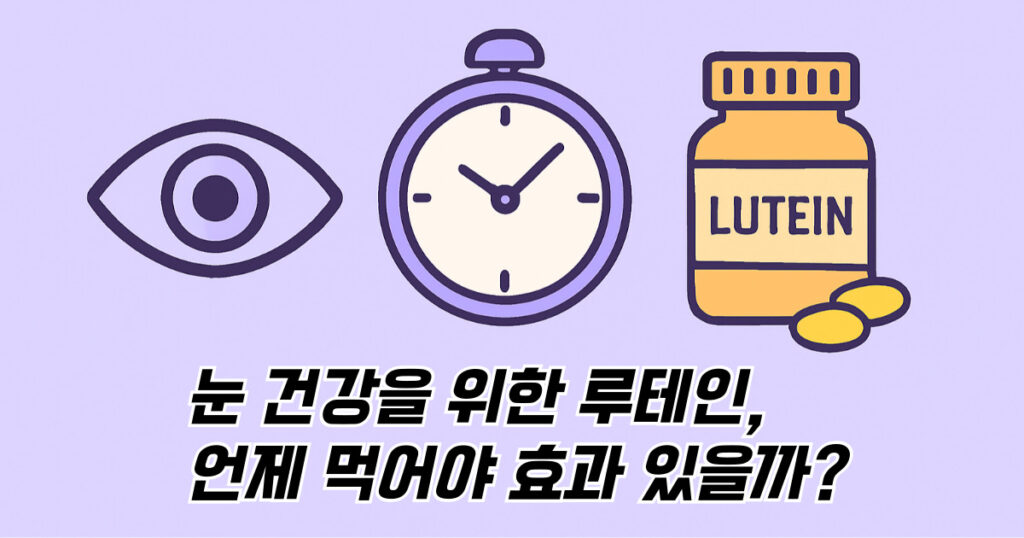 루테인 언제 먹어야 효과 있는지를 나타내는 일러스트