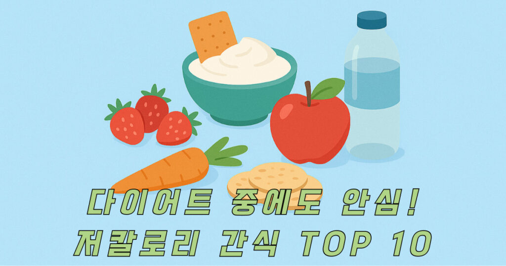 저칼로리 간식을 모아놓은 일러스트 이미지