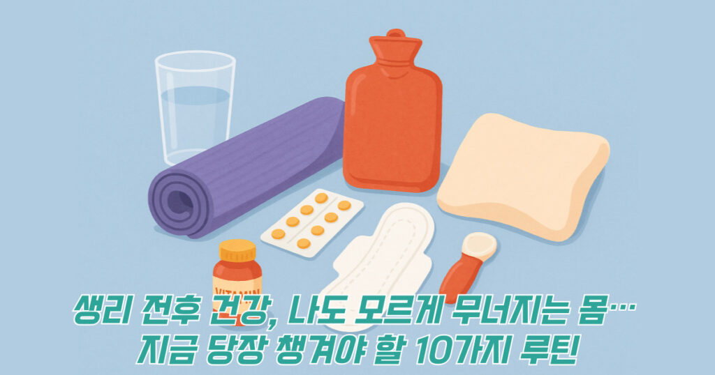 생리 전후 건강 관련 아이템 일러스트