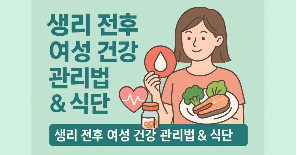 생리 전후 건강 관련 이미지가 포함된 일러스트