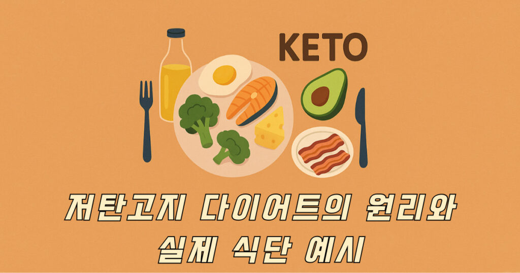 저탄고지 다이어트와 관련된 식단 일러스트 이미지
