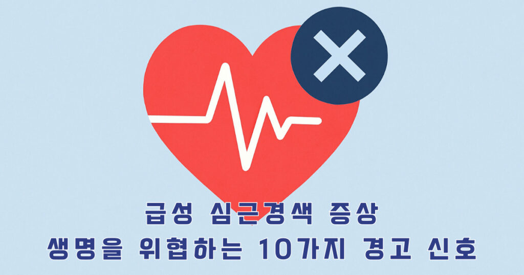급성 심근경색 증상과 관련된 심장 경고 이미지