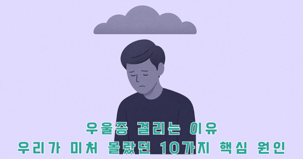 우울증 걸리는 이유와 관련된 우울한 사람 일러스트