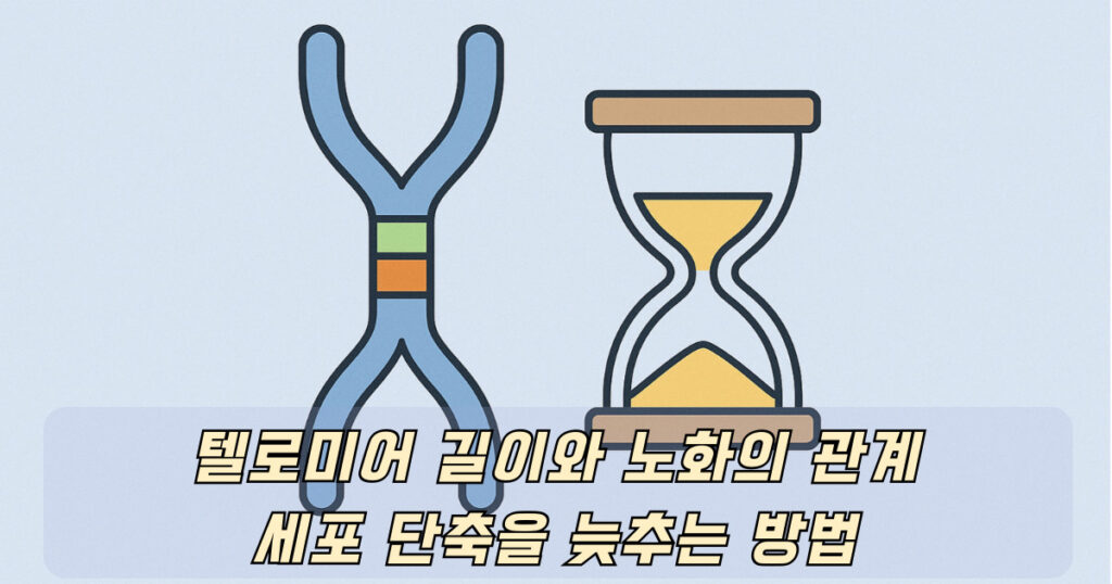 텔로미어 길이와 노화의 대한 인포그래픽 및 건강 정보 이미지