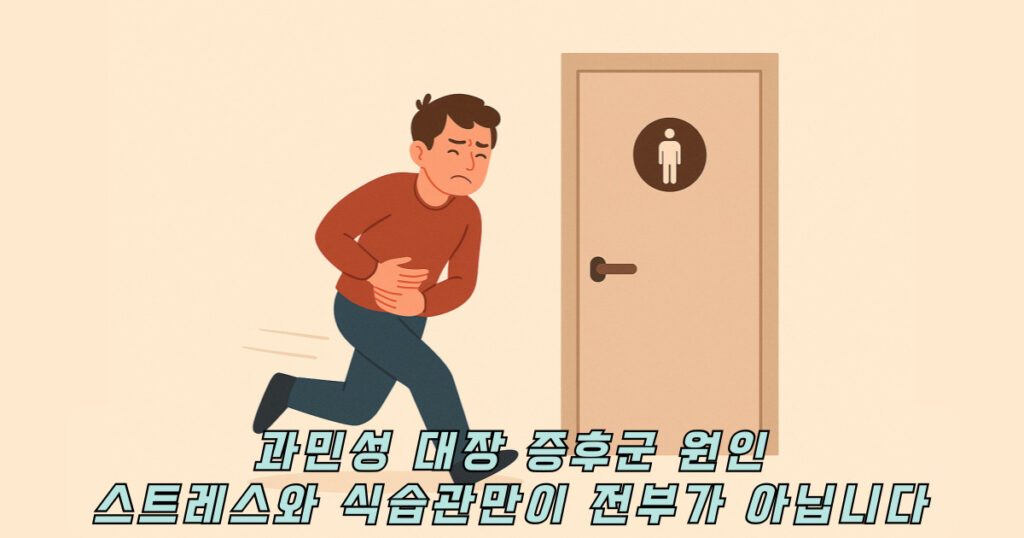 과민성 대장 증후군 원인과 관련된 배아픈사람 일러스트