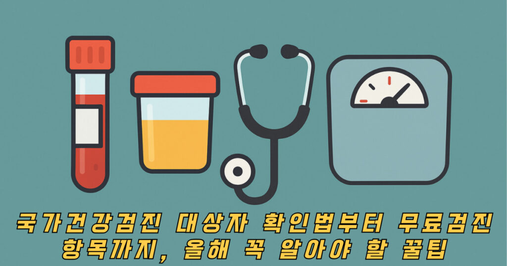 국가건강검진 대상자 검진을 표현하는 검진도구 이미지