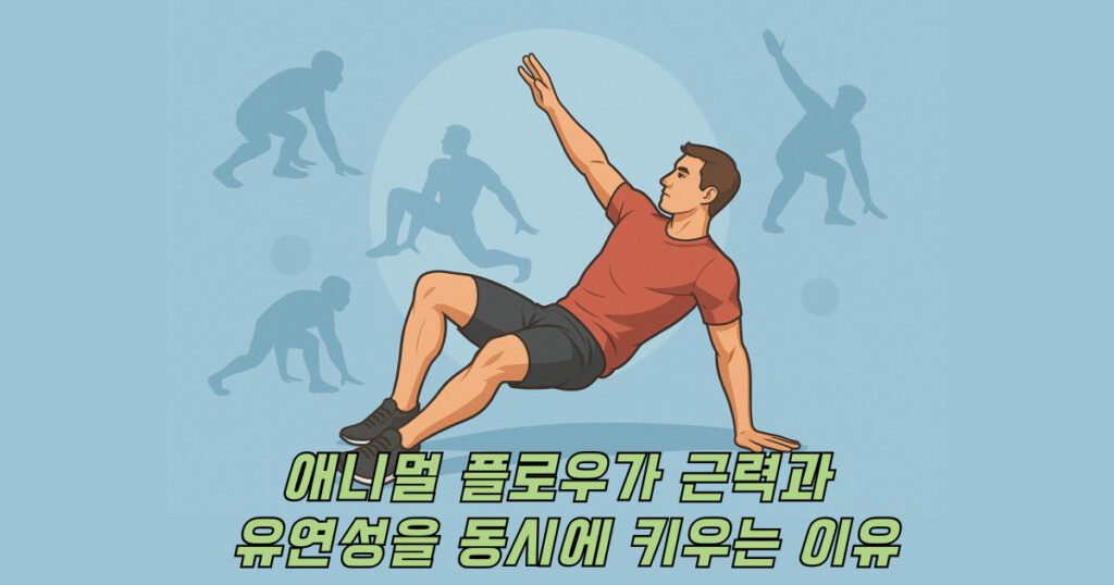 애니멀 플로우 동작을 하는 남성 일러스트 이미지