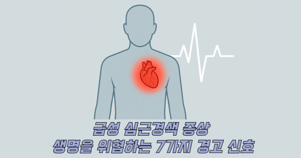 급성 심근경색 증상 관련 상반신 실루엣 일러스트