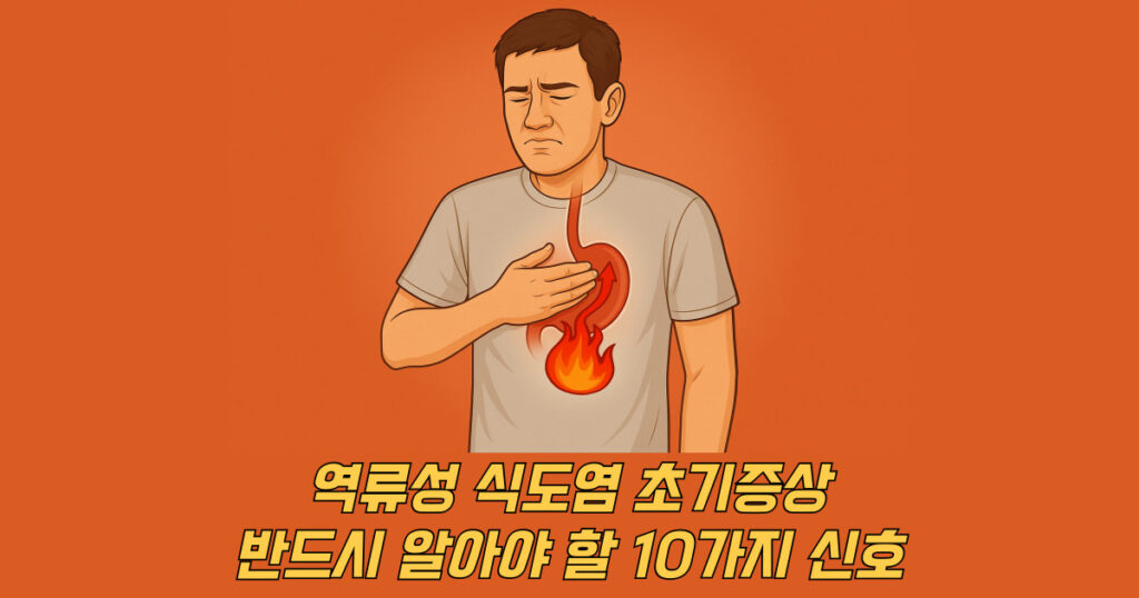 역류성 식도염 초기증상을 설명하는 의료 일러스트