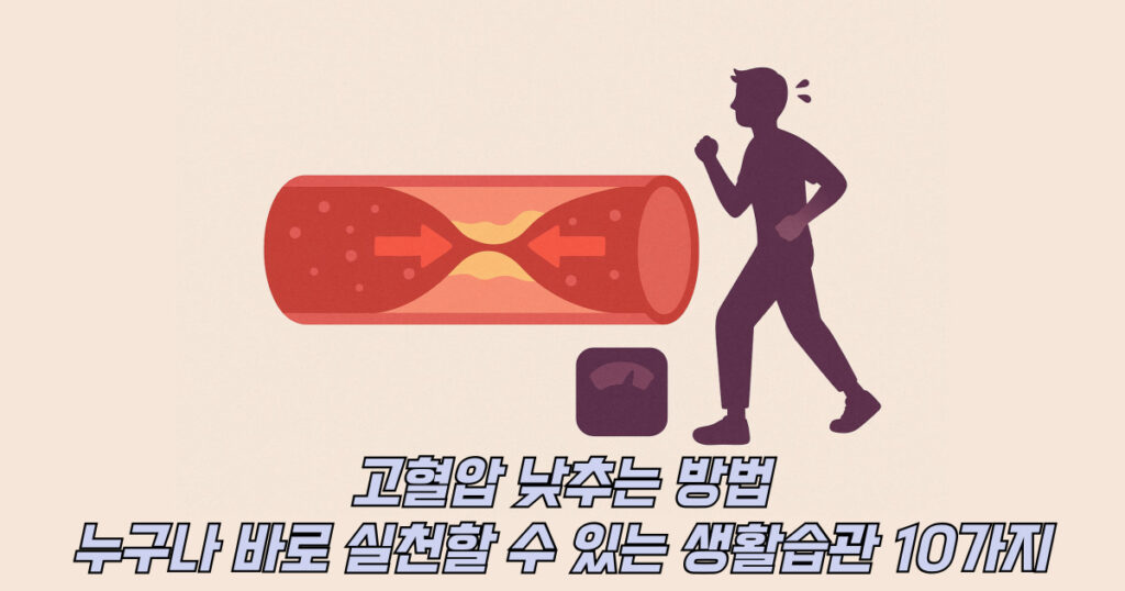 고혈압 낮추는 방법을 나타내는 좁아진 혈관 일러스트 이미지