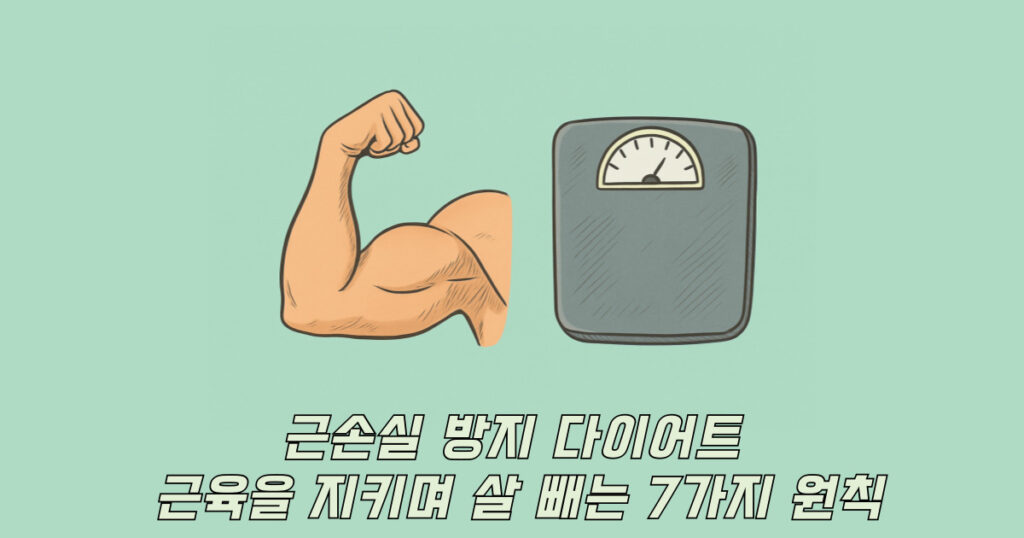 근손실 방지 다이어트 근육과 체중계 일러스트