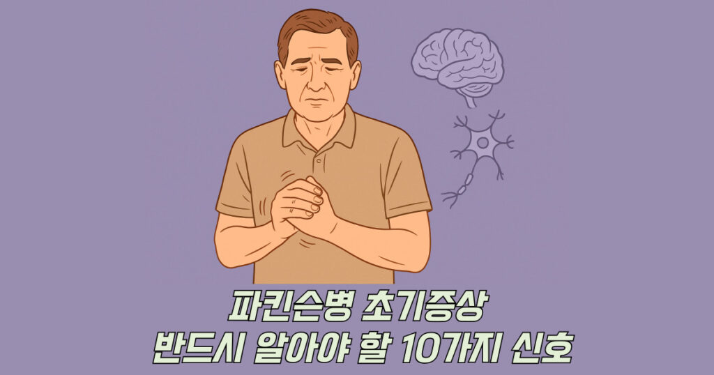 파킨슨병 초기증상을 설명하는 의료 일러스트