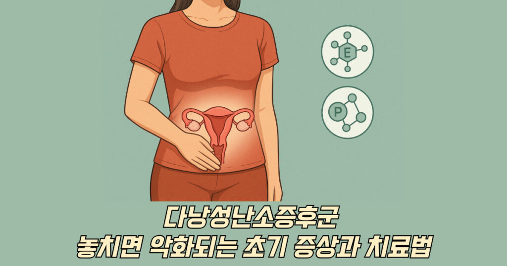다낭성난소증후군 증상이 보이는 자궁 일러스트 이미지