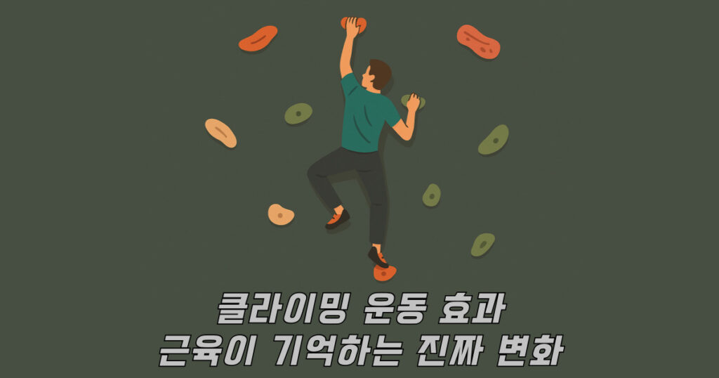 클라이밍 운동 효과를 표현한 암벽 등반 일러스트